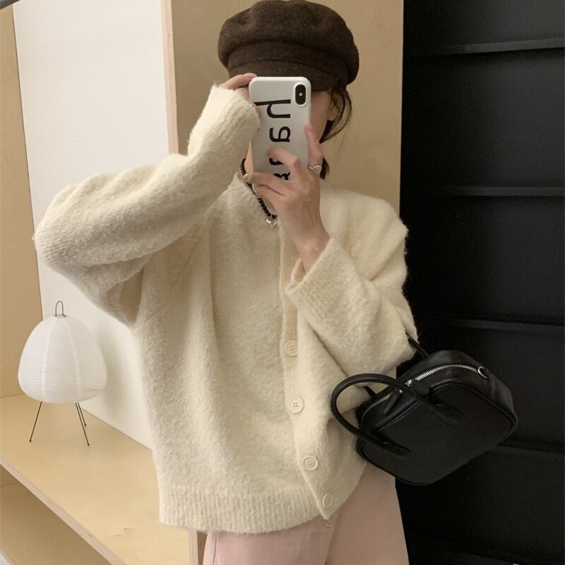 【outer】クルーネックニットカーデ　M18868