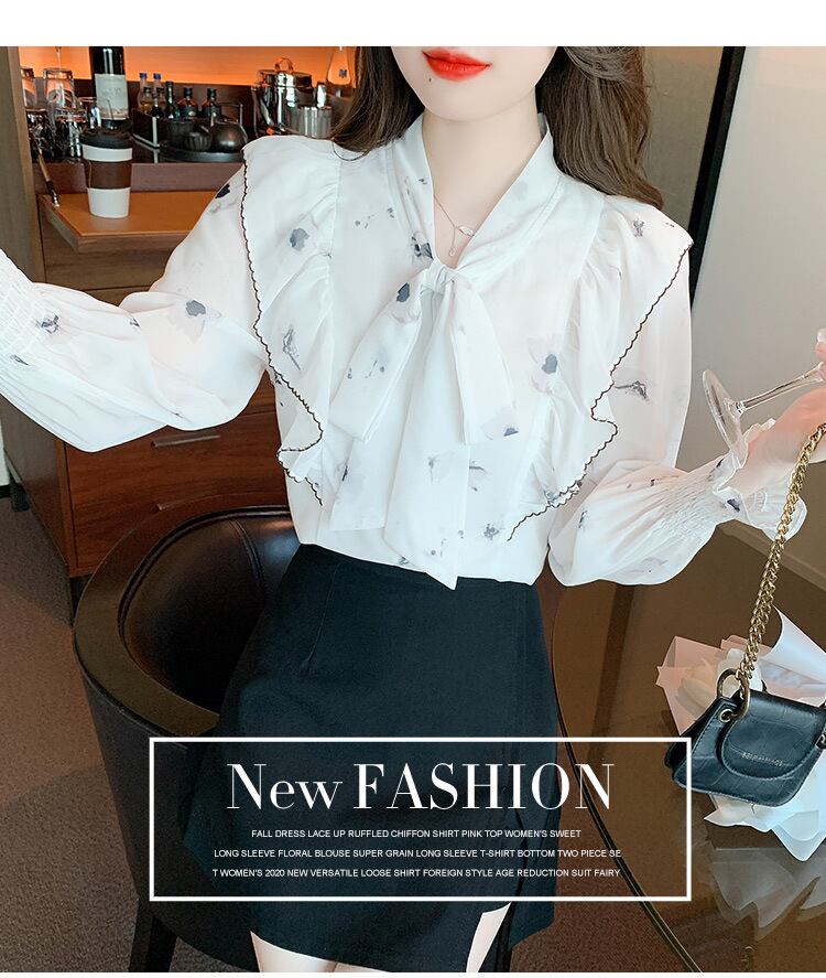 【tops】リボン付きシャツトップス　M18477