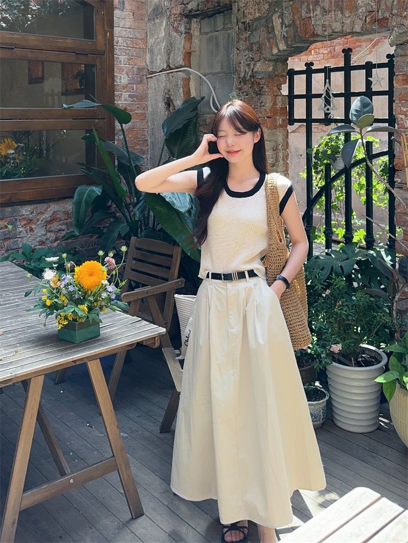 【set】ニットTシャツスカートセット　M23993