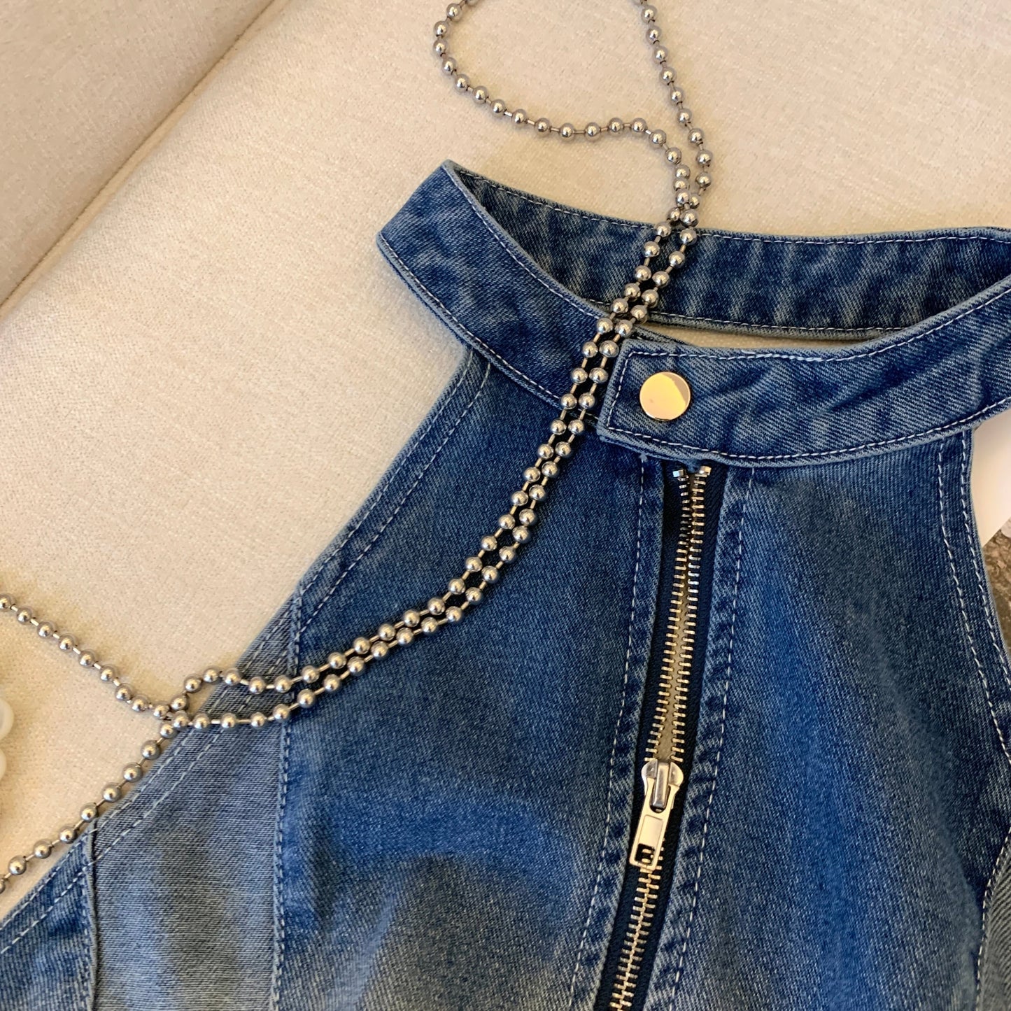 【tops】ファスナーデニムキャミソールG20350