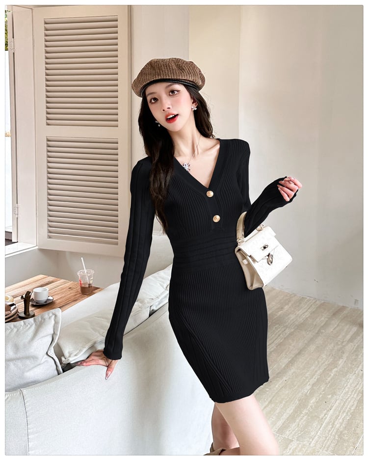 【dress】Vネックワンピース　M26043