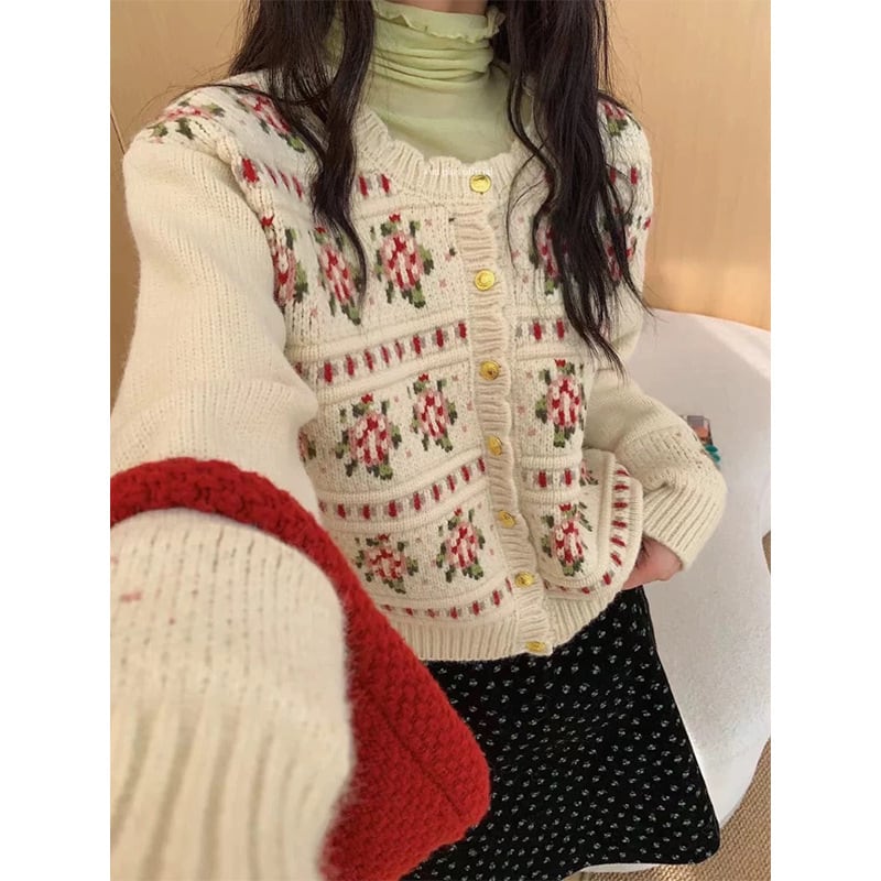 【outer】ジャカードニットカーデ　M28862
