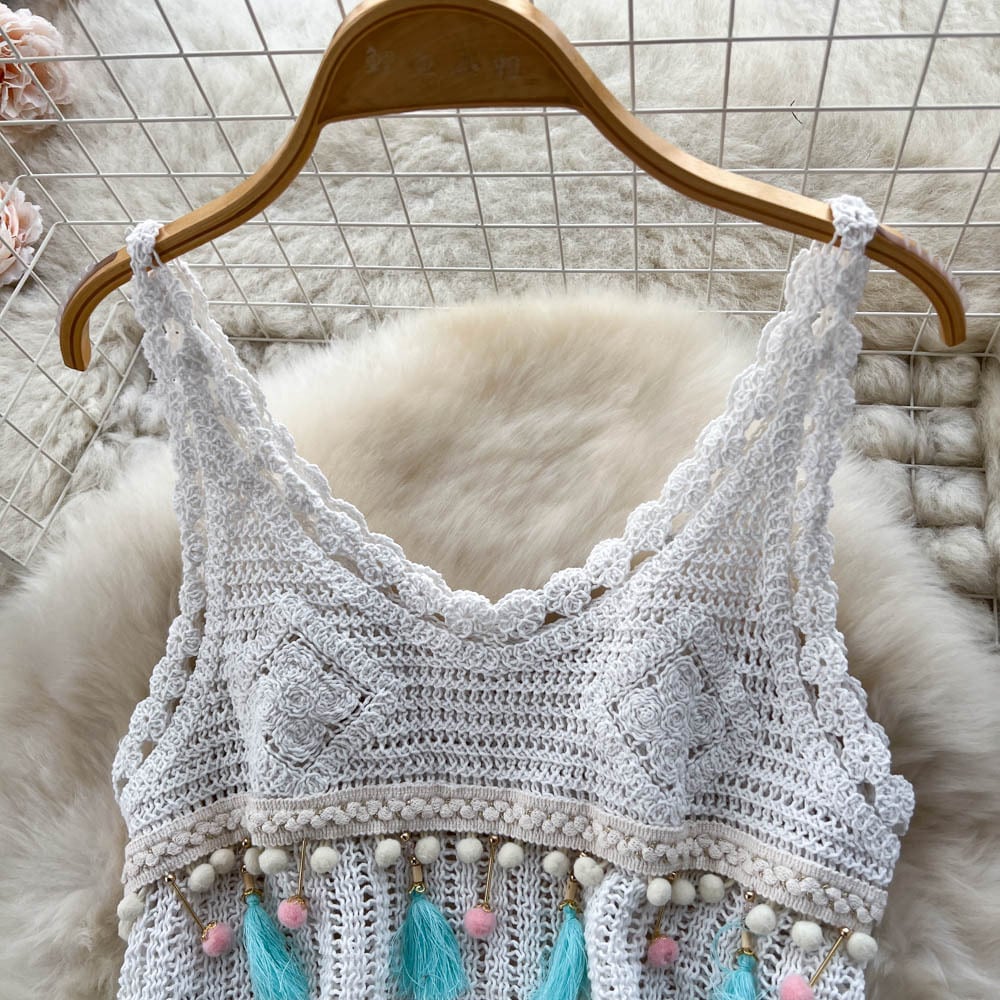 【set】キャミソール+スカート透かし彫り2点セットF7518