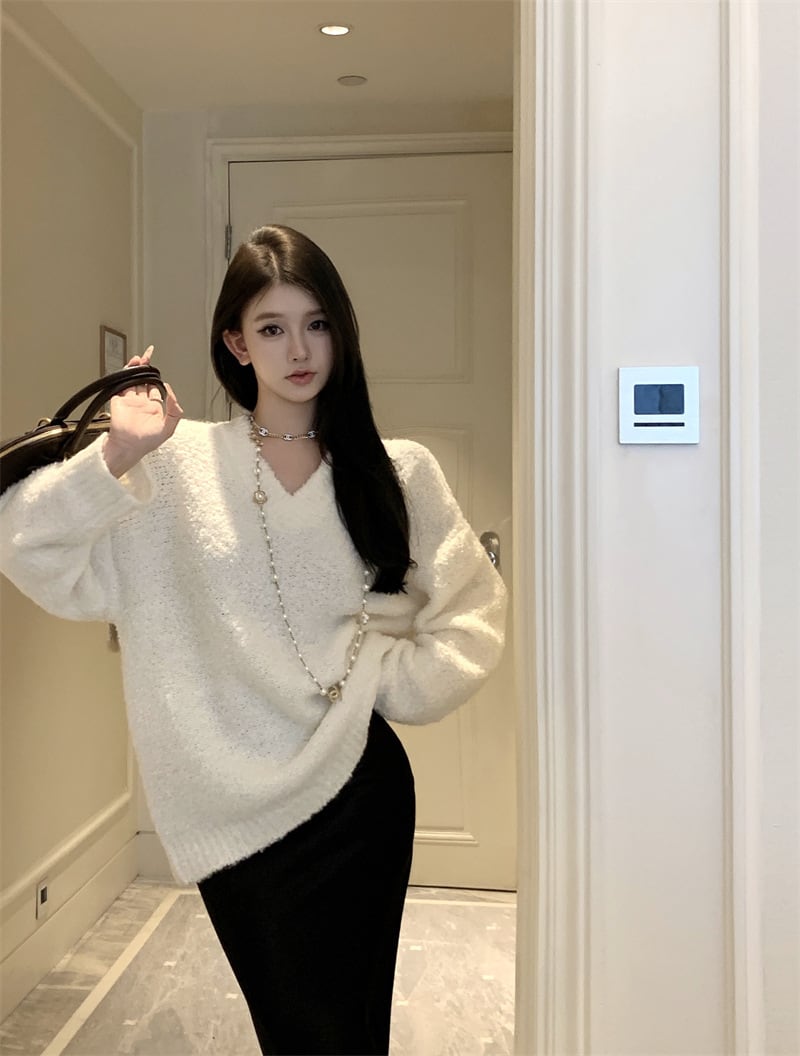 【tops】Vネックニットセーター　M28192