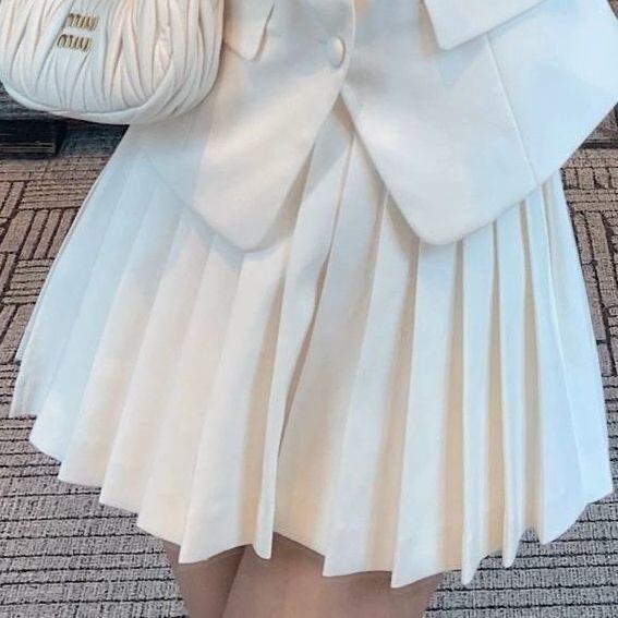 【set】ノースリーブトップス+プリーツスカート2点セットF7375