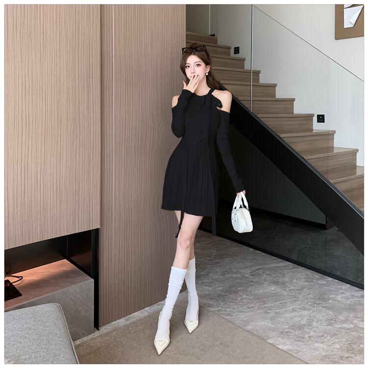 【dress】オフショルダーニットワンピース　M18533