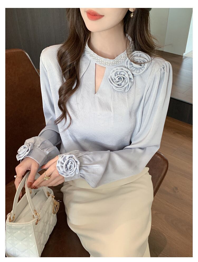 【tops】立体フラワーシャツトップス　M28972