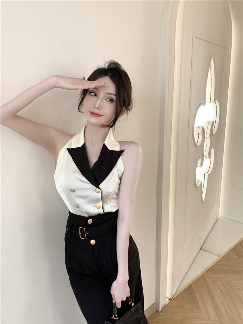 【set】ホルターネックトップス+パンツ２点セットG21316