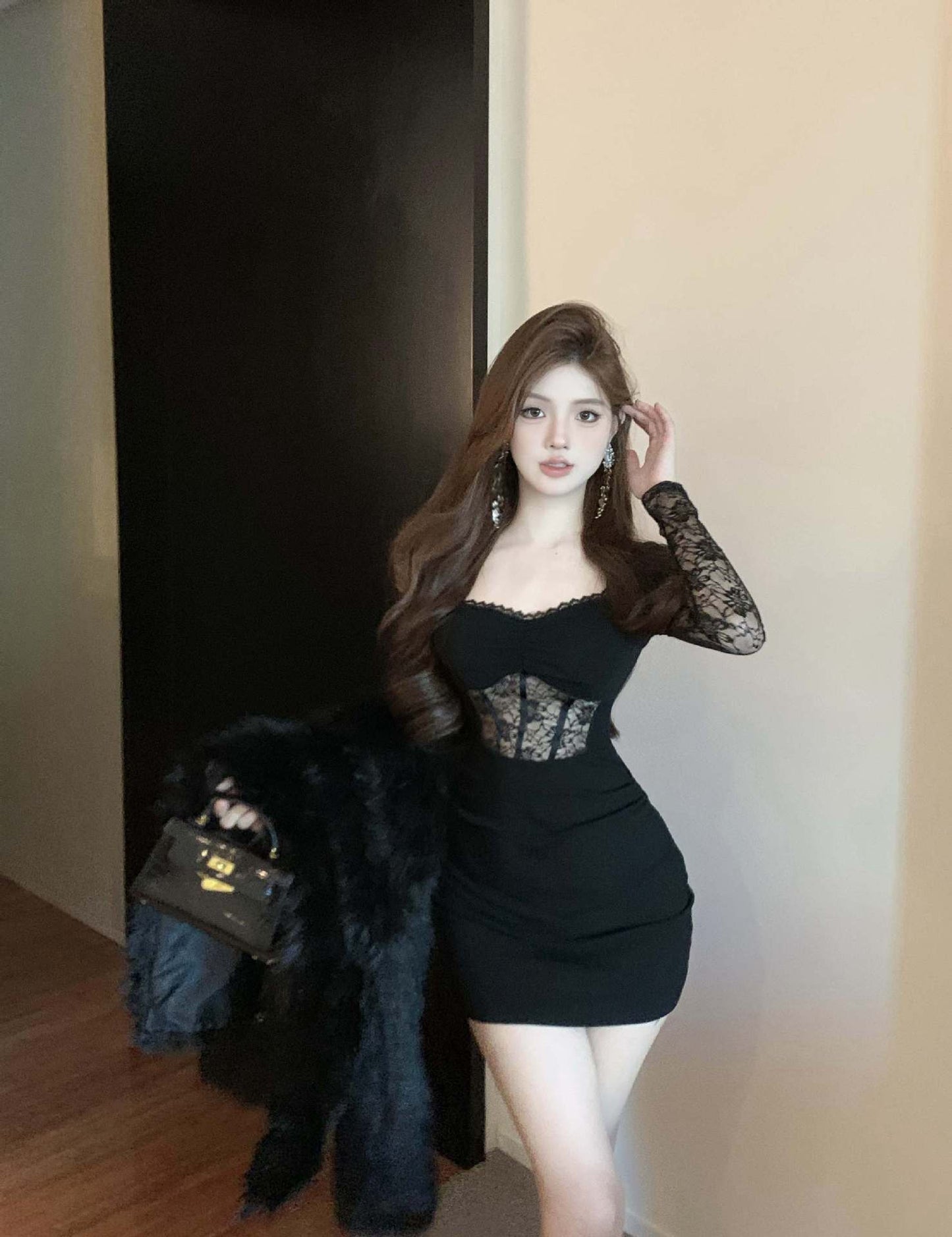 【dress】レース切り替えワンピース　M29606