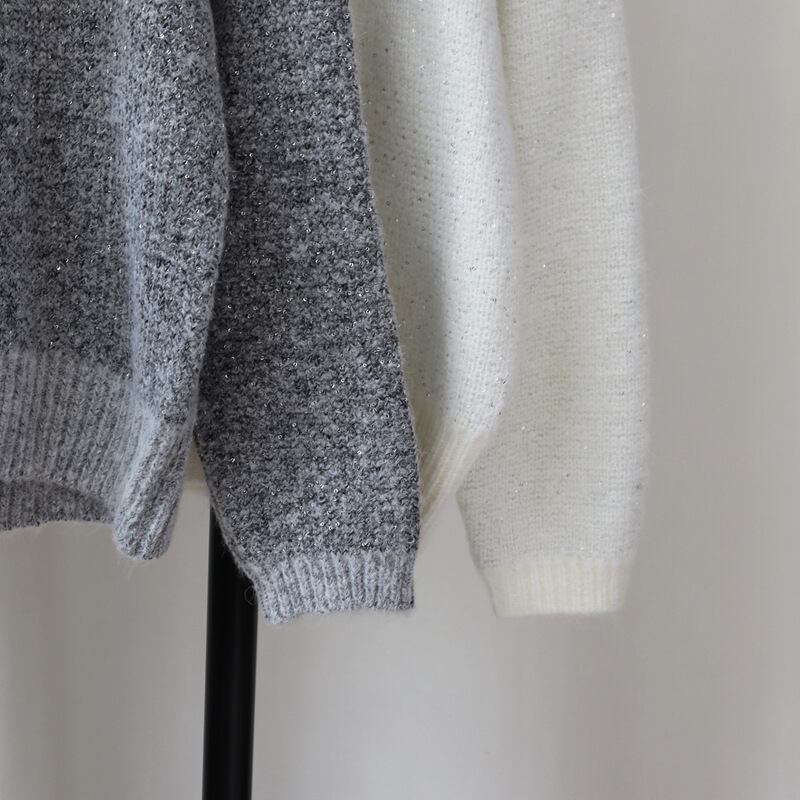 【tops】ビジューリボン付きニットセーター　M28375