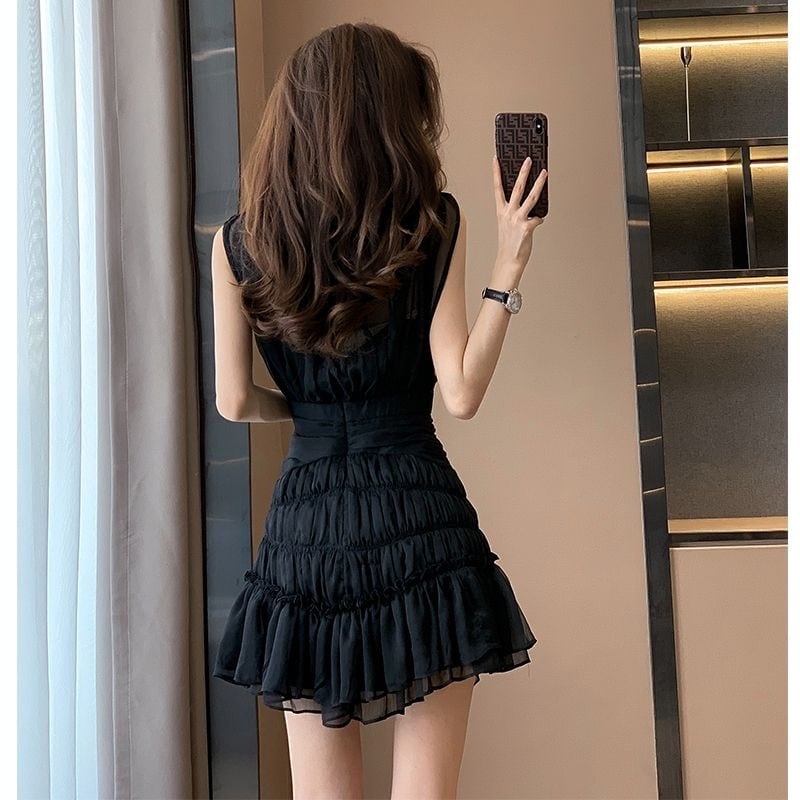 【dress】ウェスト絞りギャザーワンピースF7393