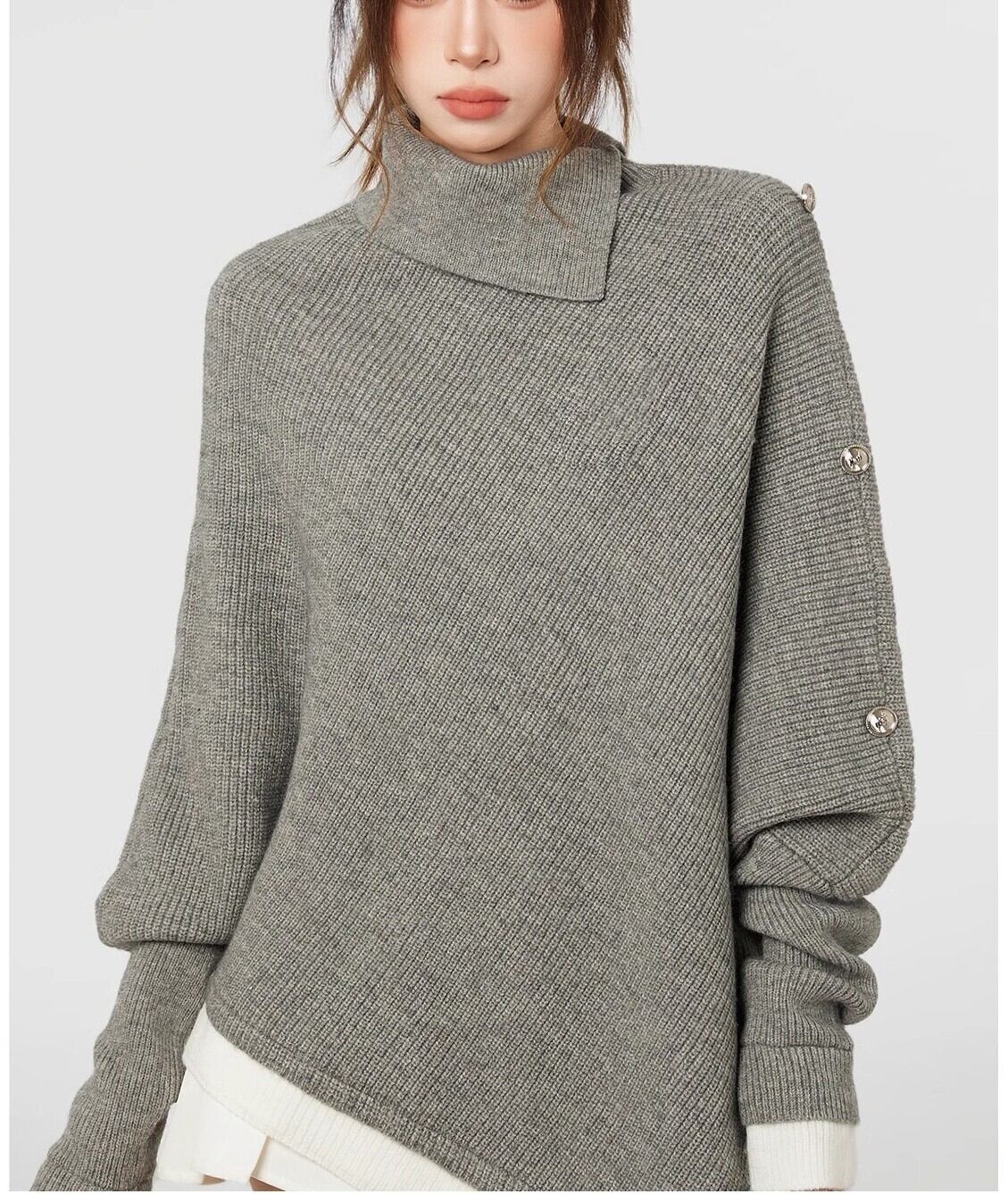 【tops】ハイネックドルマンスリーブニットトップス　N2896