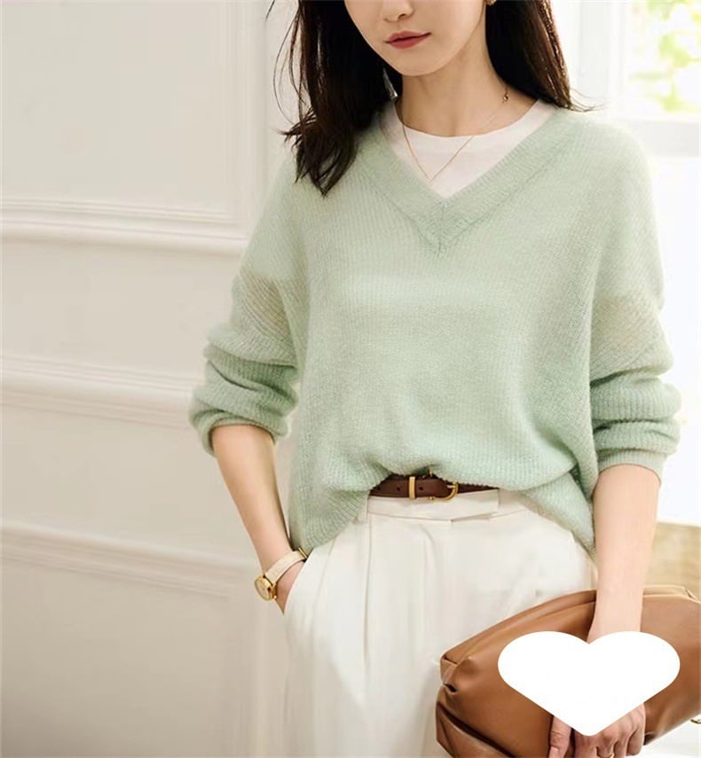 【tops】Vネック無地ニットセーターG20318