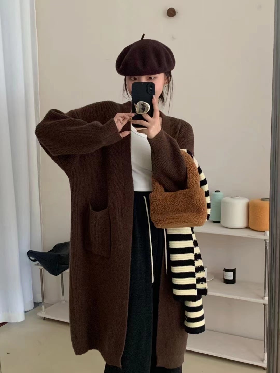 【outer】ロング丈ニットカーデ　M25571