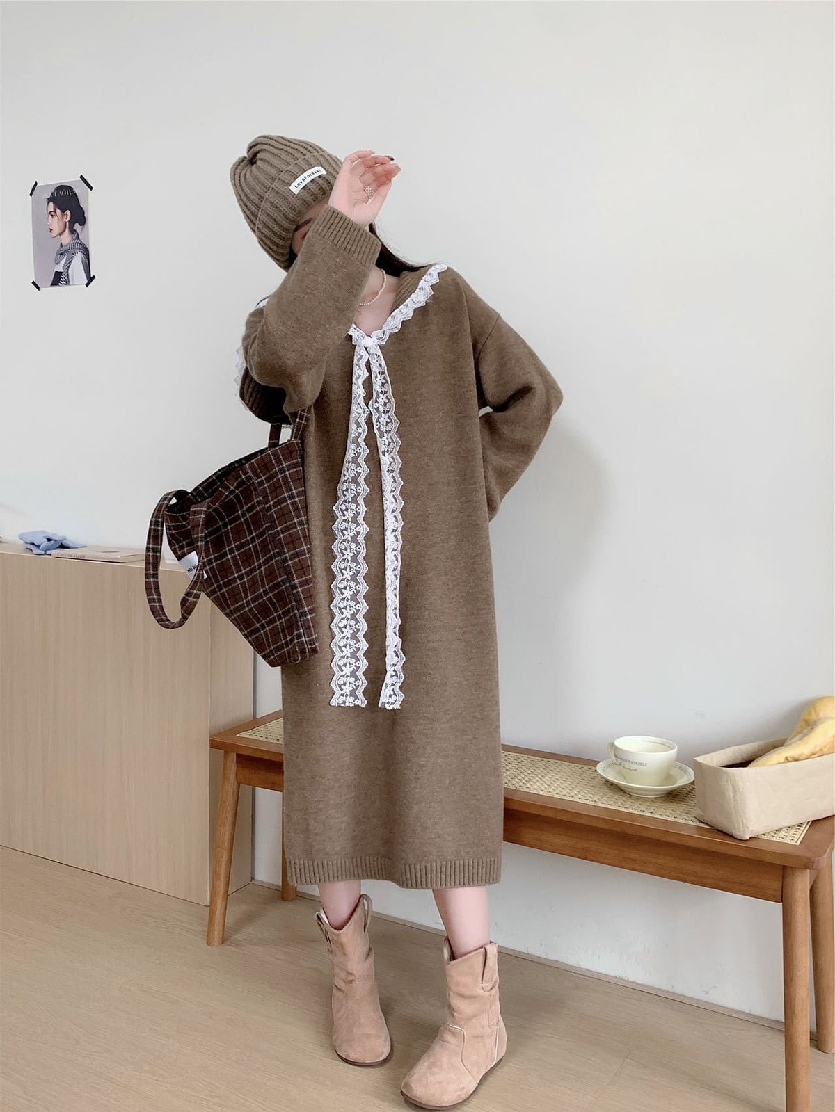 【dress】セーラーカラーニットワンピース Q7770