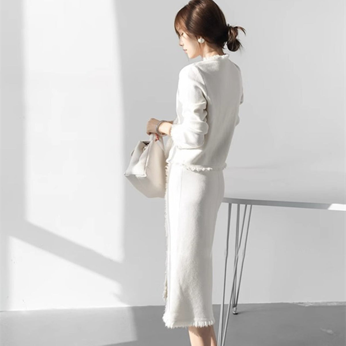 【set】カーディガン×スリットスカートセット　N2828