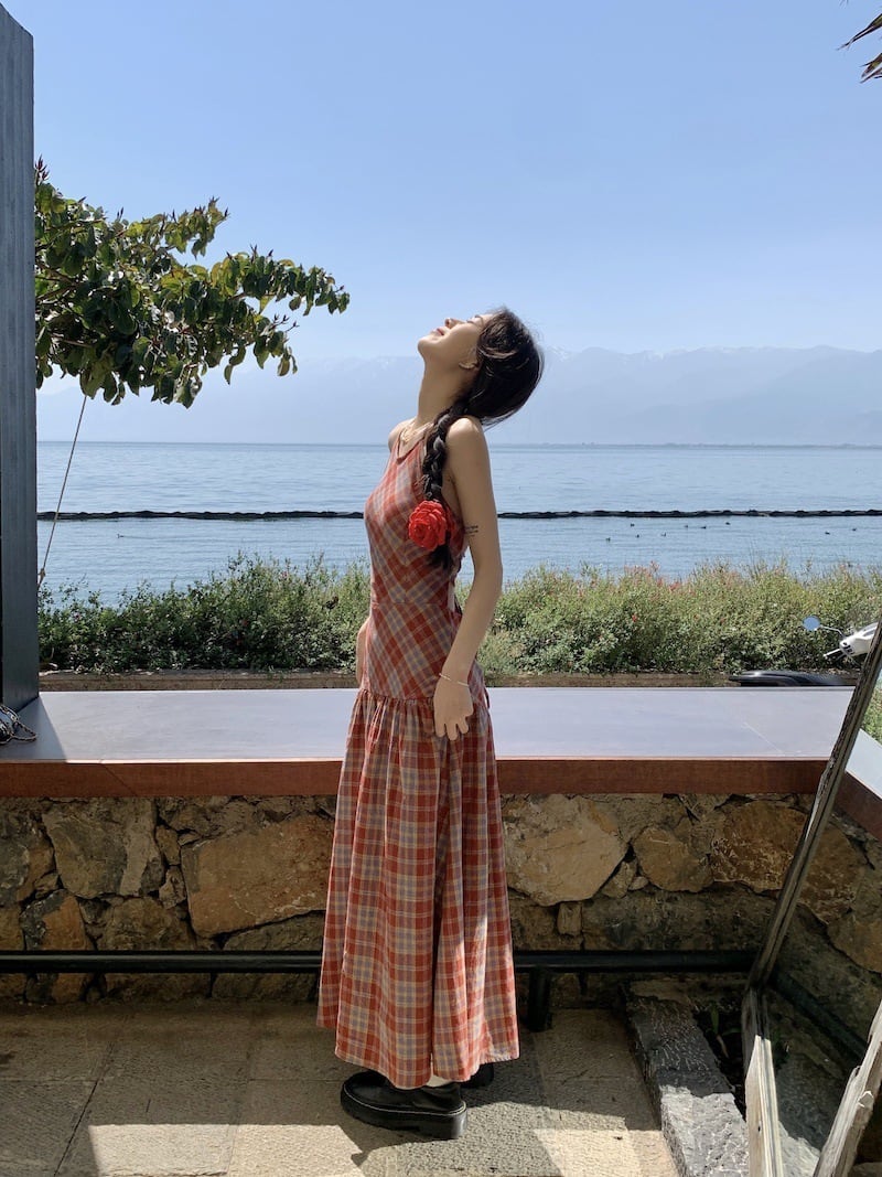 【dress】チェック柄ワンピース　M25103