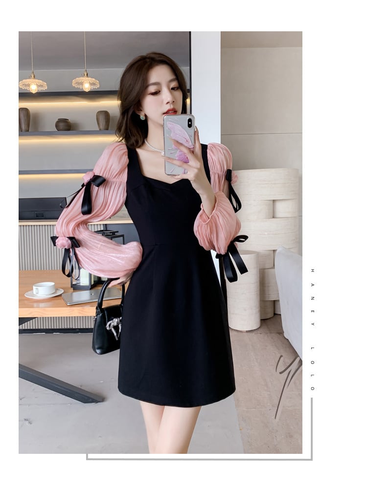 【dress】リボン付き切り替えワンピース　M26331