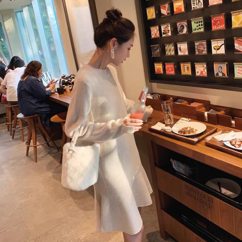 【dress】フリルニットワンピース　M26194