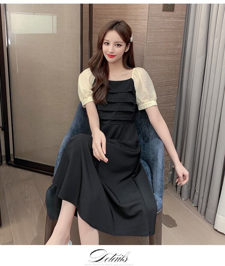 【dress】好感度UP!気質満点レトロパフスリーブ切り替えワンピース