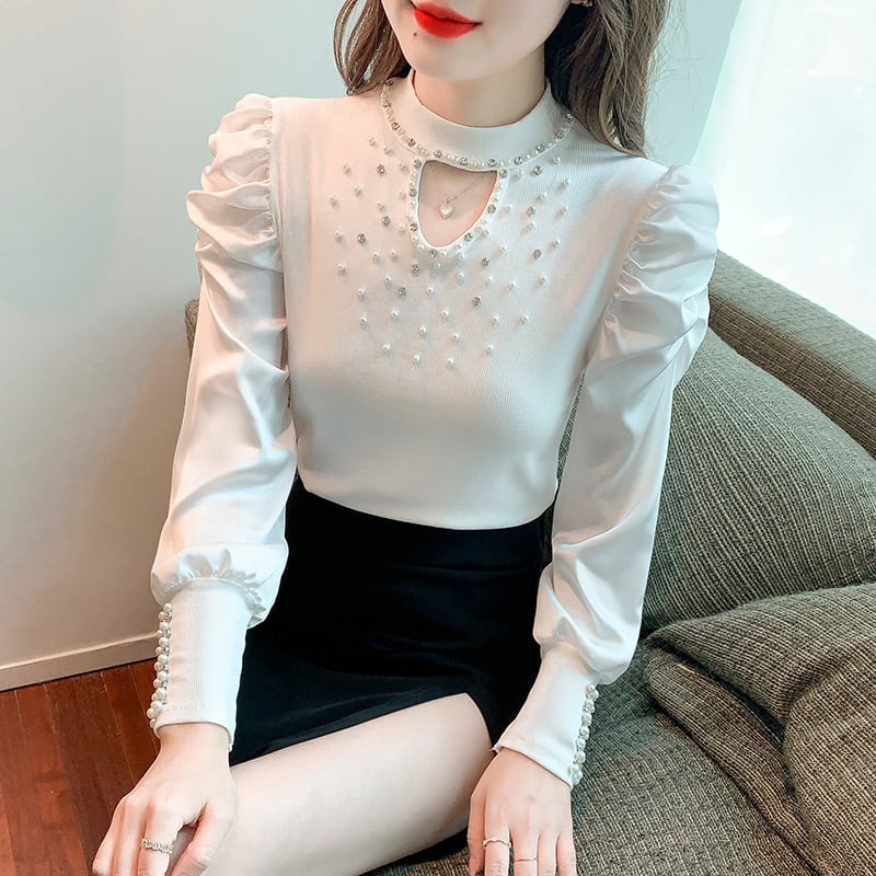 【tops】パールカットワークトップス　M29382