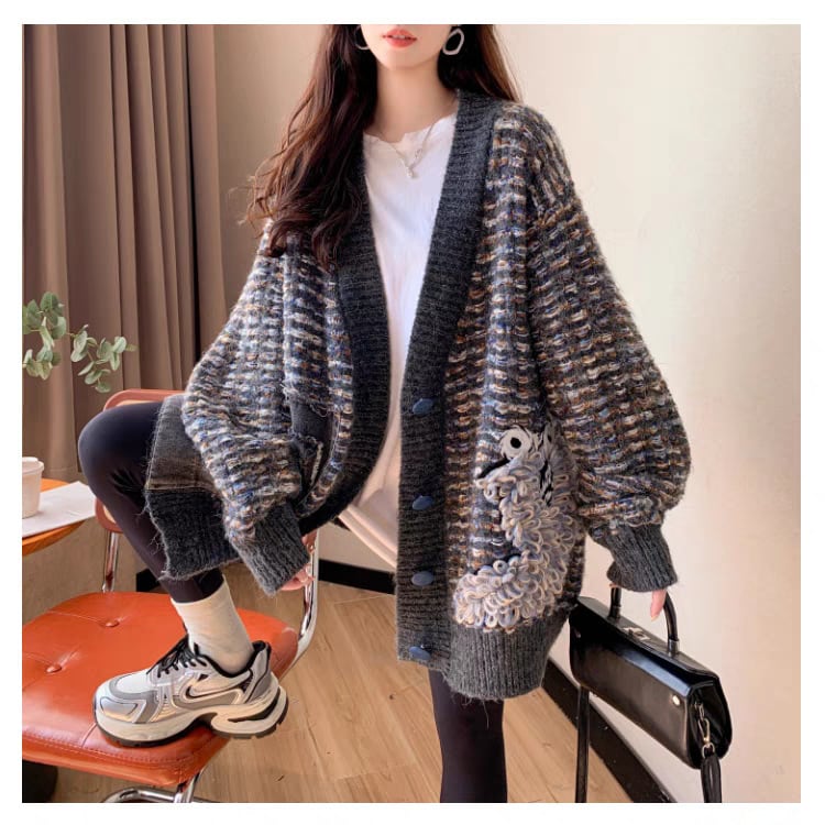 【outer】Vネックニットカーデ　M25755