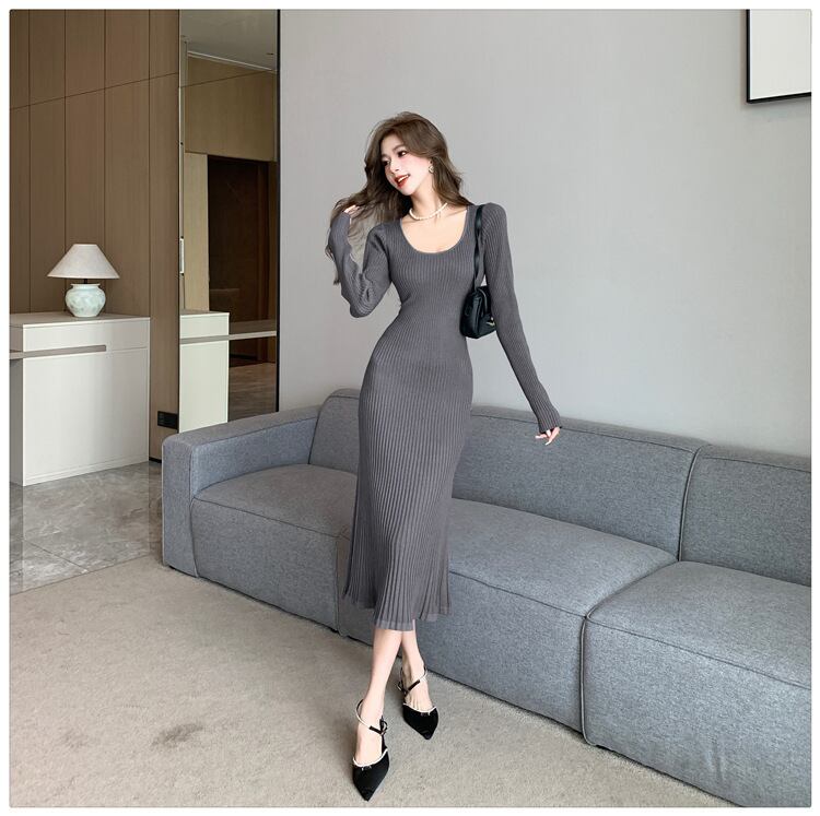 【dress】無地ニットワンピース　M18293