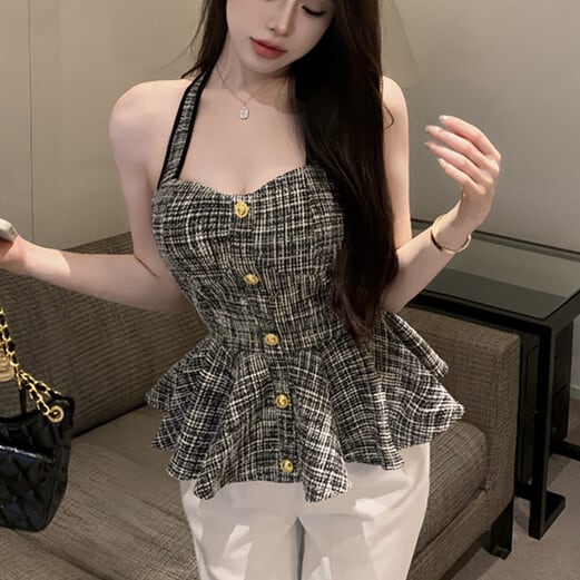 【tops】ツイードホルターネックトップス　M24783