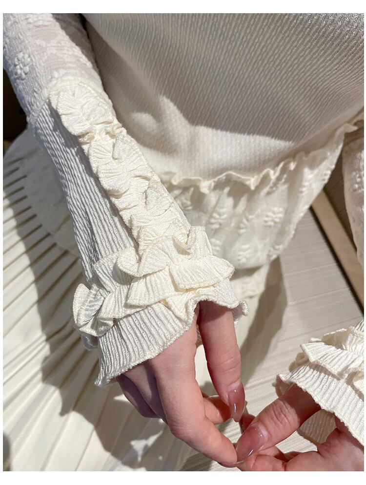 【tops】レース切り替えシャツトップス　M28903