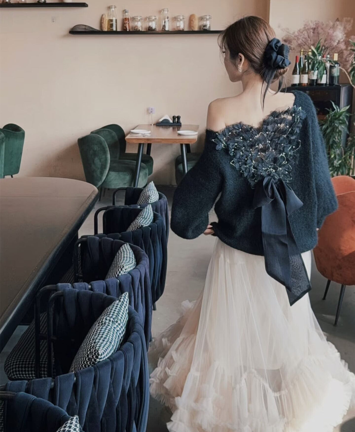 【tops】バックリボンニットトップス　N3505