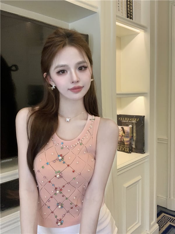 【tops】ビーズニットキャミソール G21217