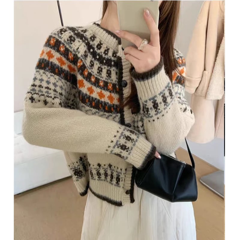【outer】ジャカードニットカーデ　M28874