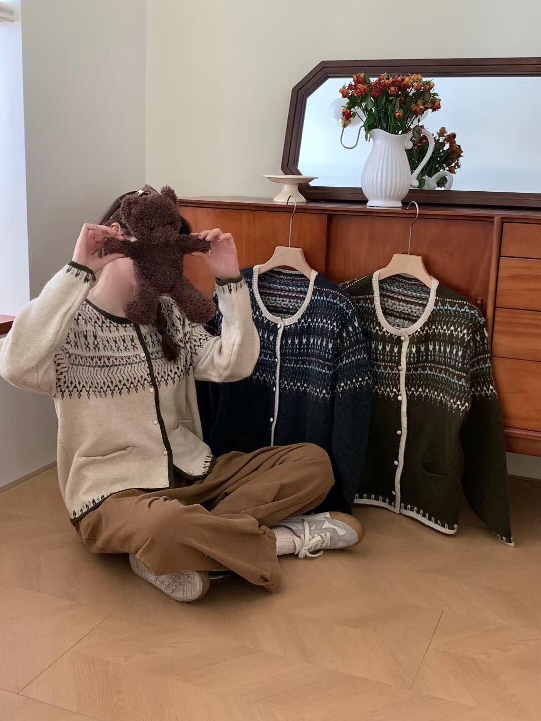 【outer】ジャカードニットカーデ　M27104