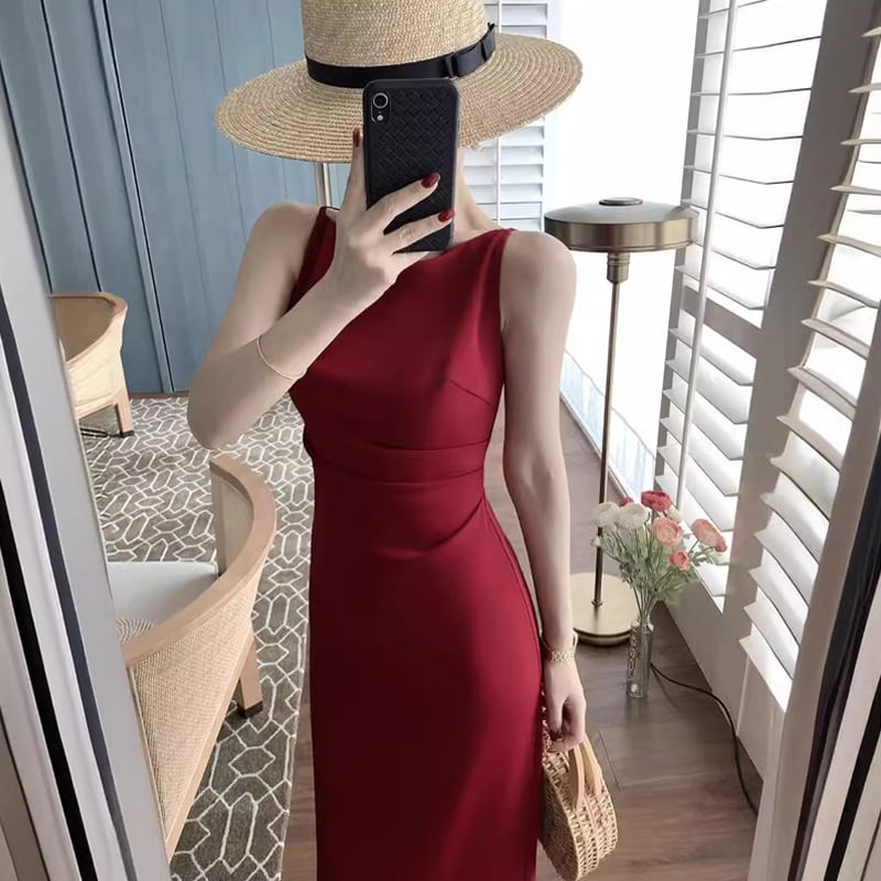【dress】ノースリーブロングワンピース Q8434