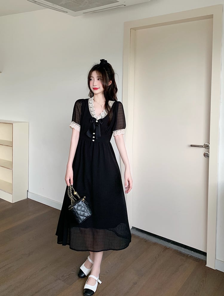 【dress】Vネックレースデートワンピース G20928