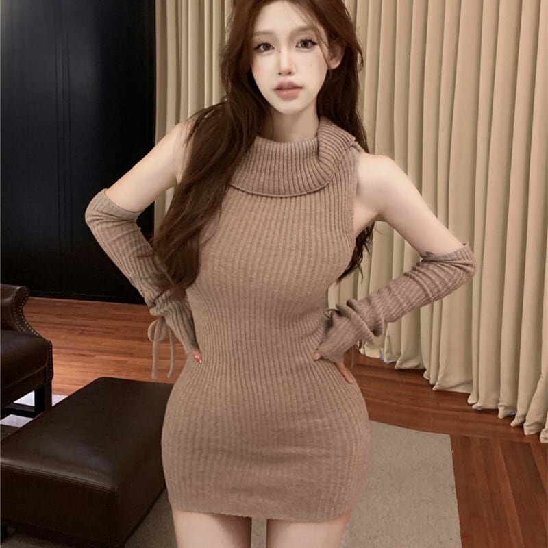 【dress】アームカバー付きニットワンピース　M28327
