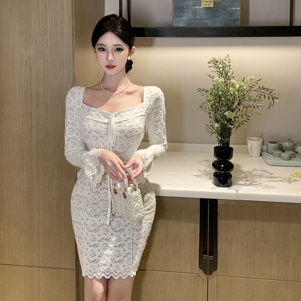 【dress】レース切り替えワンピース　M26143