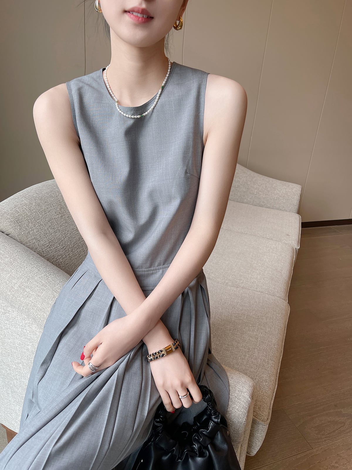 【dress】ウエストカットプリーツワンピース　N2993