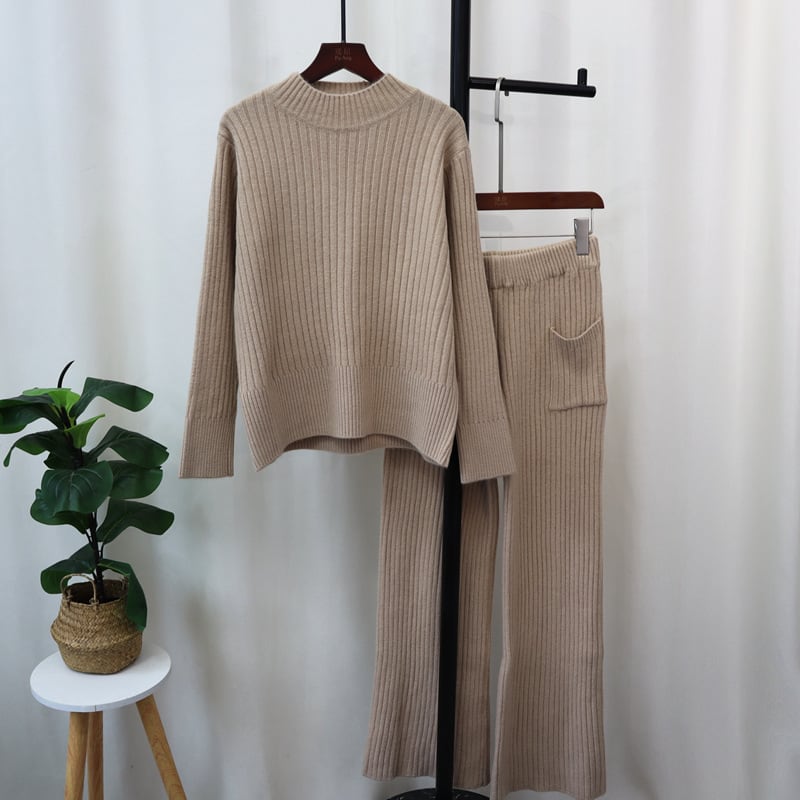 【set】ニットセーター×ワイドパンツセット　M26136