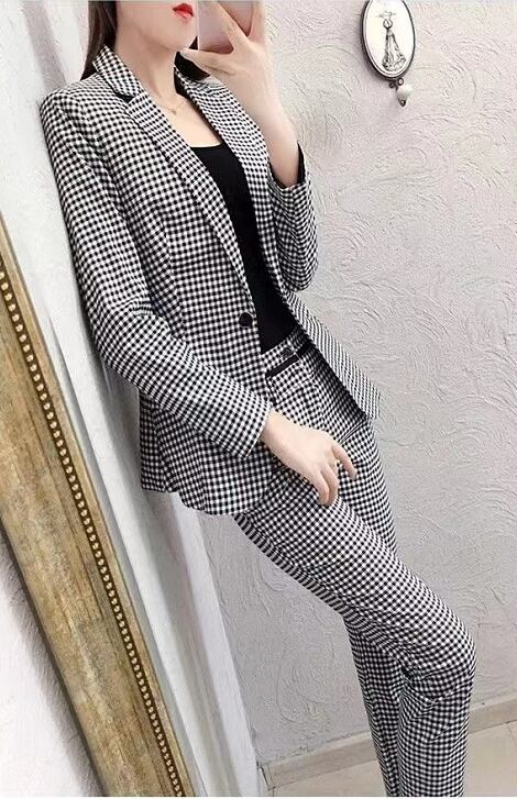 【set】スーツ＋スーツパンツチェック柄2点セットF1576
