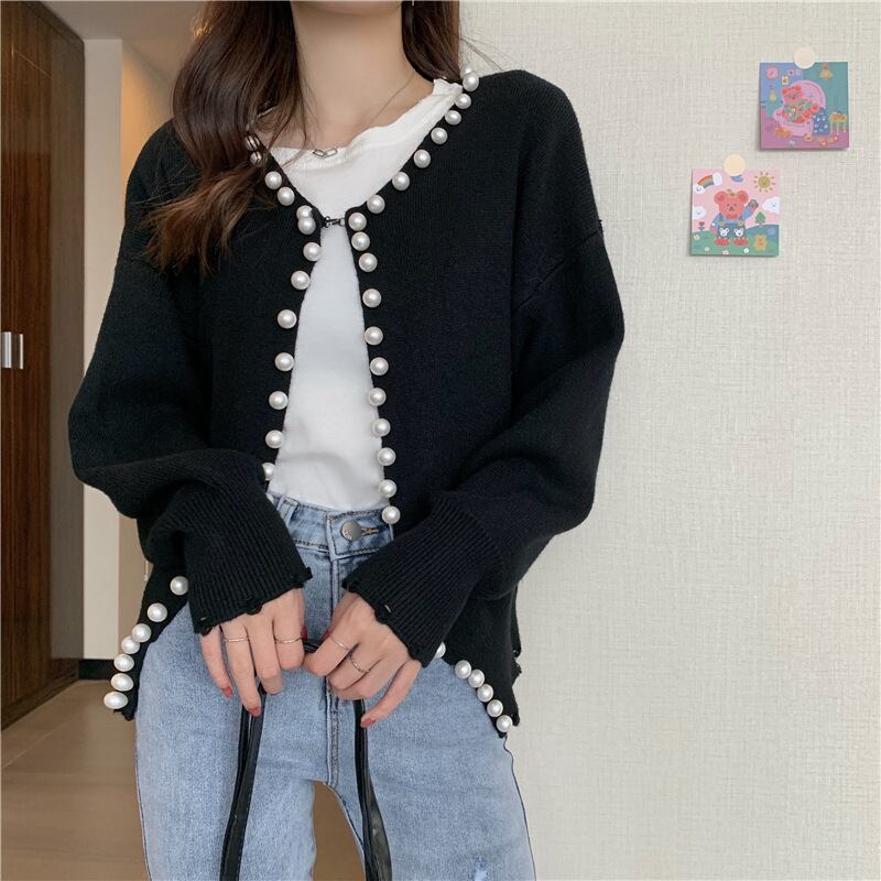 【outer】パールニットカーディガン　N2070