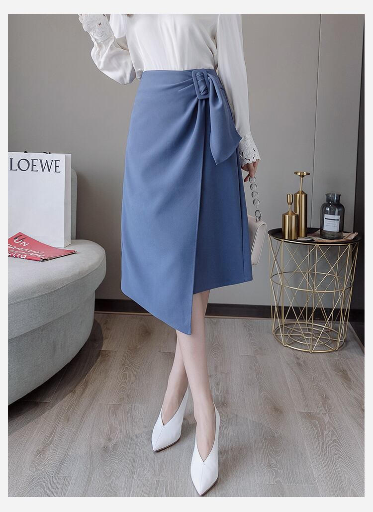 【bottoms】エレガント無地気質満点レディースファッションスリット不規則Aライン