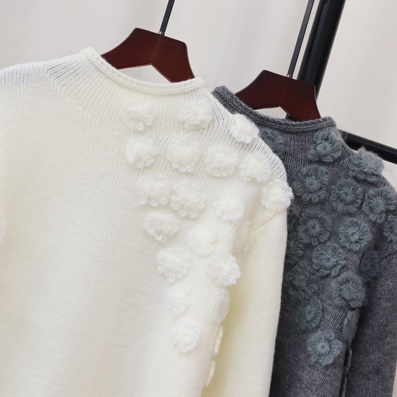 【tops】立体フラワーニットセーター　M28077