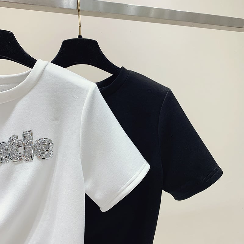 【tops】半袖英字柄ＴシャツF7456