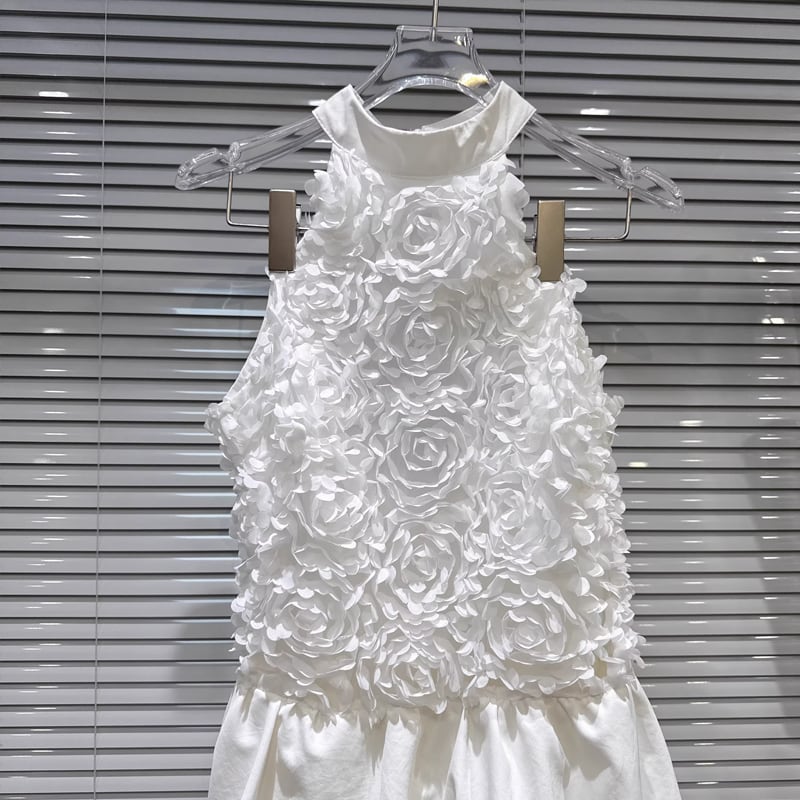 【dress】ホルターネックロングティアードワンピース Q8101