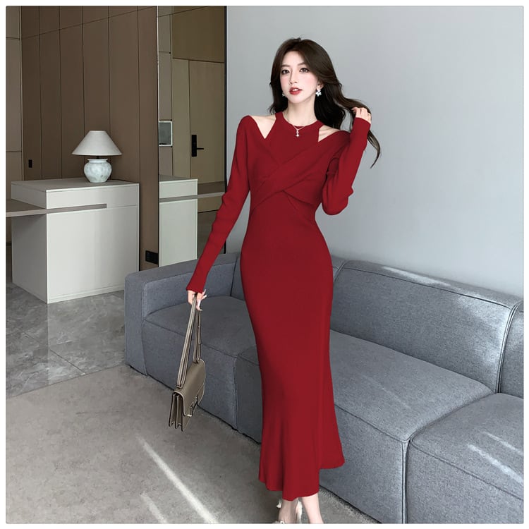 【dress】切り替えニットワンピース　M28022