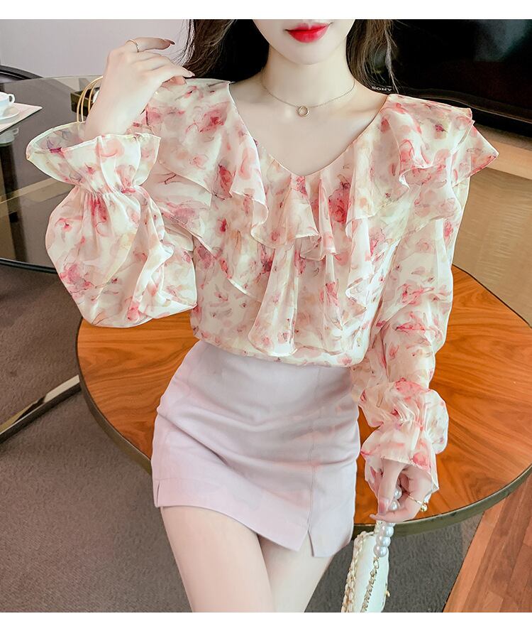 【tops】花柄シャツトップス　M18479