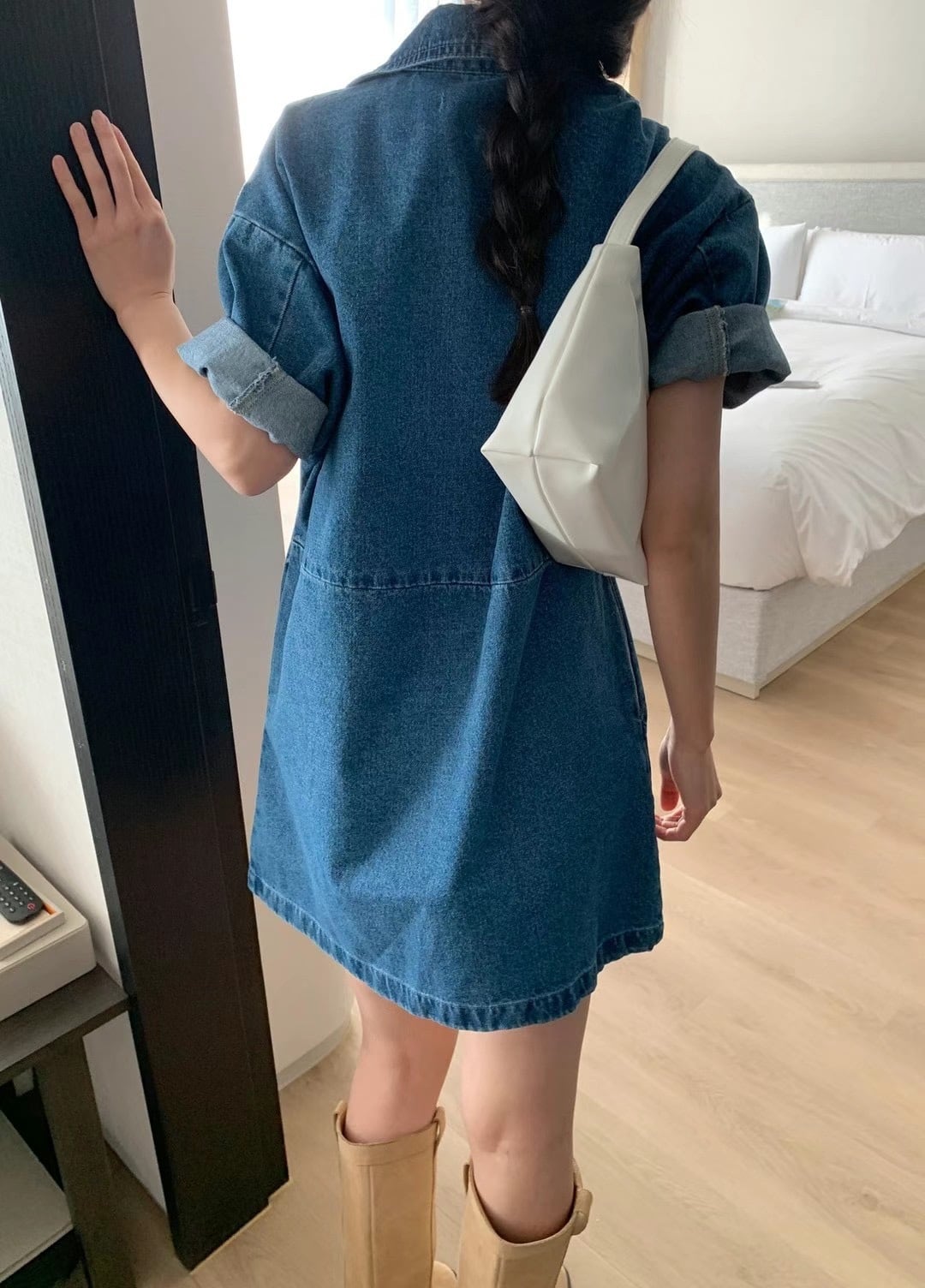 【dress】POLOネックデニムワンピース　M23901