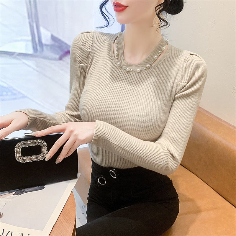 【tops】パールニットトップス　M27556