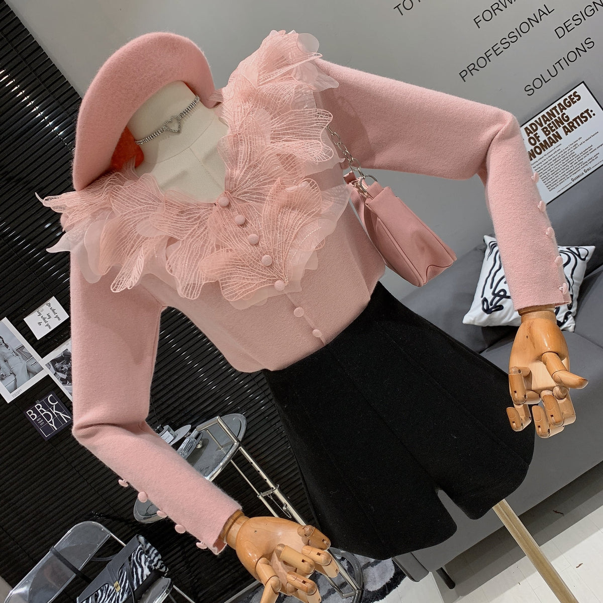 【tops】立体フラワーニットトップス　M28064